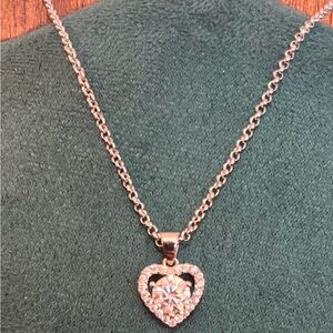 Moissanite 14k/925 Silver Heart Pendant Necklace 18” Perfect for Valentine’s!